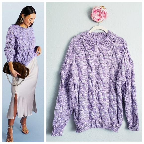 ASOS Design Purple Chunky Knit Sweater - Picture 1 of 7